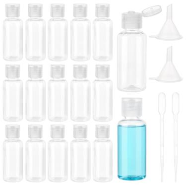 Imagem de BENECREAT Pacote com 50 frascos de amostra vazios de plástico com conta-gotas e funil, recipientes de tamanho de viagem de 20 ml para cosméticos, óleos essenciais, cuidados com a pele (transparente)