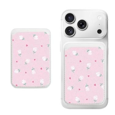 Imagem de Suporte magnético para iPhone, carteira fina de couro PU, capa para cartão, capa traseira para cartão, acessório de telefone fofo