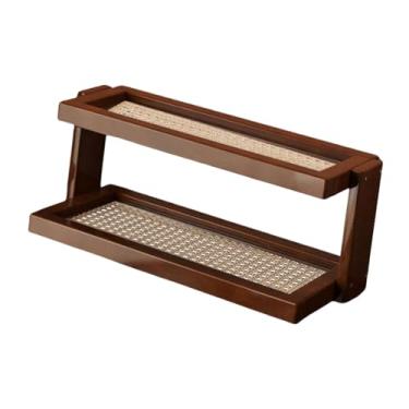 Imagem de AFXGUSD Organizador de Canecas de Café com Prateleira Dupla, Estilo Retrô, Suporte para Acessórios, Porta-Xícaras, Porta-Cupcakes E Potes de Vidro para Armári, Rattan Pp 42x14x17cm, Tamanho real