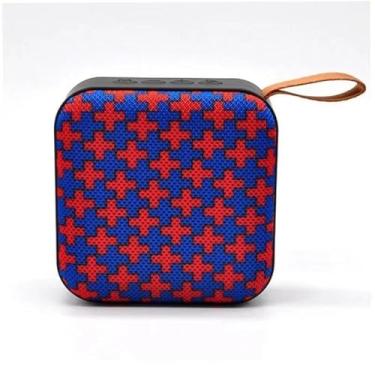 Imagem de Mini Caixa de Som Bluetooth Pocket Bass Portátil com Alça de Tecido, Som Potente, Acabamento Emborrachado, USB, Cartão SD e Bateria Recarregável (Cruz Vermelho)