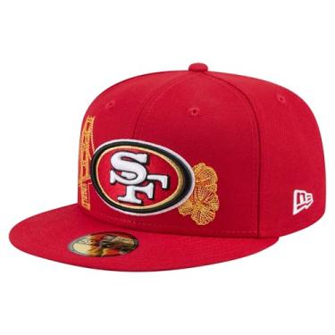 Imagem de New Era Boné masculino Scarlet San Francisco 49ers State Stitch 59FIFTY