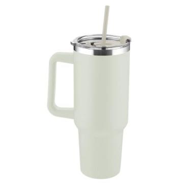 Imagem de Garrafa Canecão em Inox Parede Dupla 1300ml com Alça e Canudo Bege - D