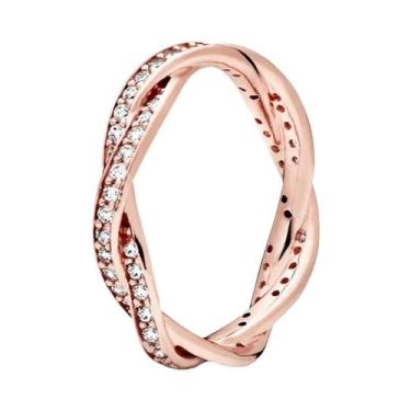 Imagem de Anel Feminino Em Prata Esterlina 925 Com Ouro Rosa E Pedra Em Forma De