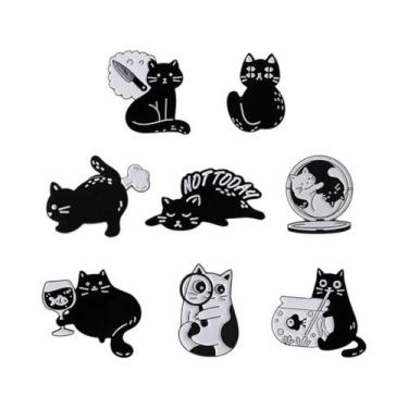 Imagem de Conjunto De Pins De Esmalte De Gatos De Banda De Rock Fofos, 2-8 Peças