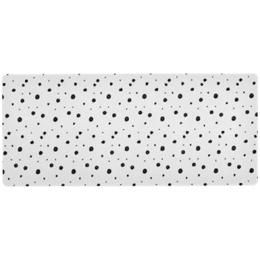 Imagem de Tapete de rato aleatório chique preto de bolinhas antiderrapante, tapete de rato para jogos grande, 80 x 30 cm, superfície lisa para controle de precisão