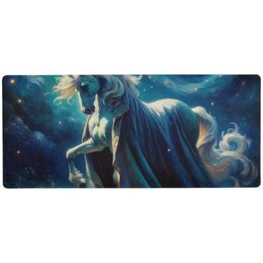 Imagem de Mouse pad para jogos Mystic Unicorn Starry, macio, grande, 90 x 40 cm, superfície durável para movimentos precisos do mouse, base antiderrapante