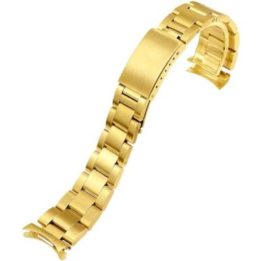 Imagem de HiCycle2 Pulseira de relógio Oyster de substituição para Rolex Date 1501-1502 5500 78350 19 mm de aço inoxidável pesado (toda dourada, centro brilhante)