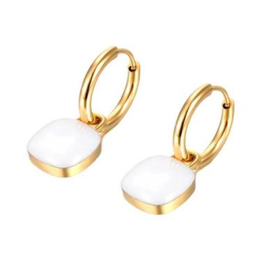 Imagem de Brincos De Argola Quadrados Em Aço Inoxidável Com Revestimento De Ouro