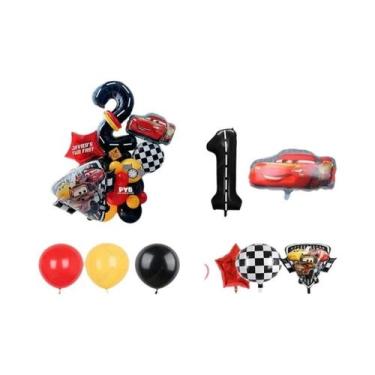 Imagem de Conjunto De Balões Temáticos Do Carro Lightning McQueen 29 Peças Balõe