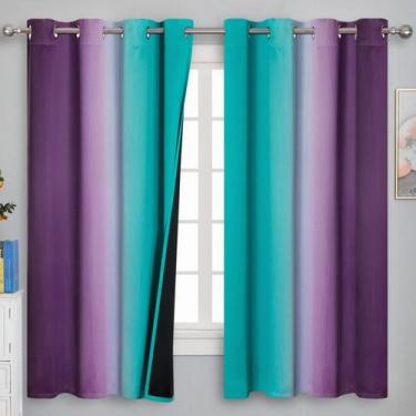 Imagem de Cortinas Estelar Textiler con Degradado Verde Azulado y Púrpura 160x16