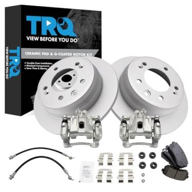 Imagem de TRQ Kit de freio traseiro e rotor de cerâmica premium G-Coated Compatível com Hyundai Tucson 2010-2015 2011-2016 Kia Sportage