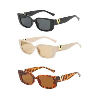 Imagem de Óculos de sol retangulares retrô feminino, moldura pequena, Brand Desi