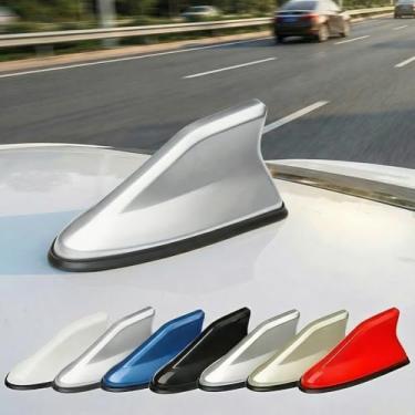 Imagem de Capa de antena Shark Fin – antena universal ABS para carro com fita adesiva, acessório de decoração exterior de veículo à prova d'água para recepção e estilo aprimorados do sinal/prata