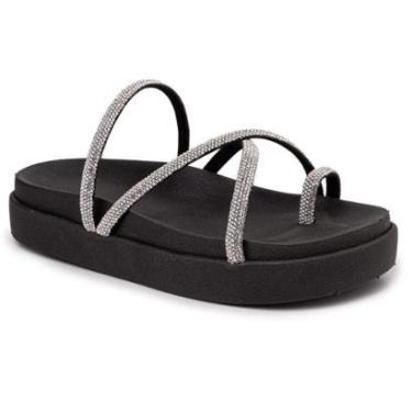 Imagem de Sandália Feminina Rasterinha Papete Flatform Dedo Luxo Strass-Feminino