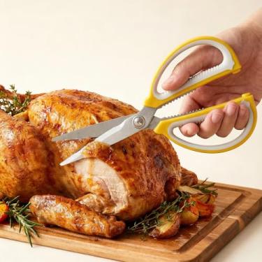 Imagem de Tesoura de cozinha multiuso resistente, conjunto de utensílios de cozinha de aço inoxidável, tesouras de alimentos para carne, aves, ferramentas utilitárias seguras para lava-louças, presente