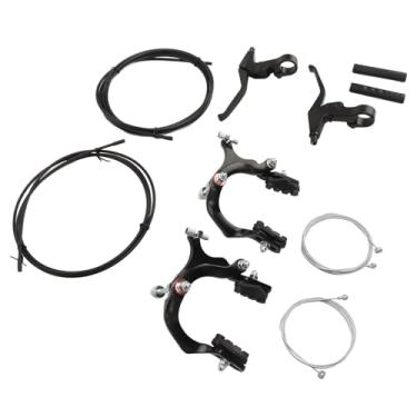 Imagem de KIMISS Conjunto de Pinças de Freios de Bicicleta - Alavancas de Freio de Alumínio Em Forma de C Com Carcaça de Cabo para Estrada e - Kit de Substituição Dianteiro/traseiro para Potência de Parada