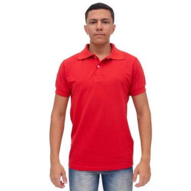 Imagem de Camisa Gola Polo Basica Masculina Manga Piquet Algodao Poliester Lisa 