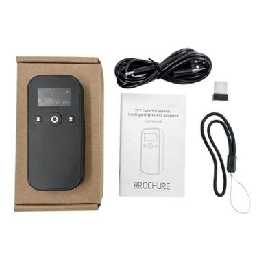 Imagem de Leitor de código de barras sem fio 2D 1D com tela Bluetooth 2.4G USB leitor de código QR portátil Exibição de tempo de nível de bateria para biblioteca de supermercado de armazém