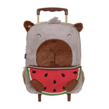 Imagem de Mala Escolar G Rodinhas Pelúcia Capivara Container Fuzzy