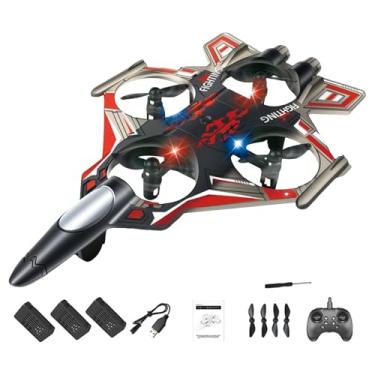 Imagem de harayaa Avião de controle remoto RC com luzes LED coloridas, quadricóptero, brinquedo voador para atividades ao ar livre, aeronave de asa fixa para crianças e, Bateria Vermelha 3