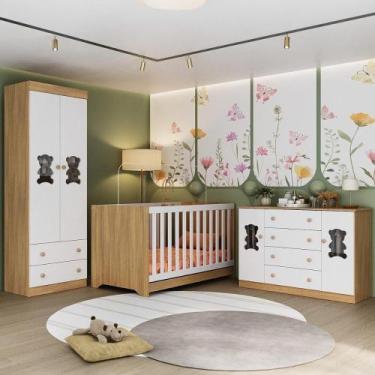 Imagem de Quarto De Bebê Completo Com Berço Americano 3 Em 1 Teddy Multimóveis M