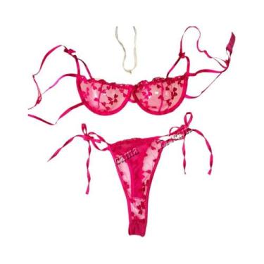 Imagem de Conjunto De Lingerie Com Bordado Floral Para Mulheres, Sexy, 2 Peças, 