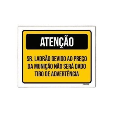 Imagem de Placa Sinalização - Atenção Tiro Advertência Amarela 18X23Cm - Sinaliz