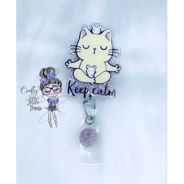 Imagem de Carretel de crachá divertido Keep Calm Gat, retrátil, porta-crachás fofos, clipe de crachá de enfermeira para serviço ambulatorial de enfermagem, hospital, sociedade, trabalhador, estudante, professor