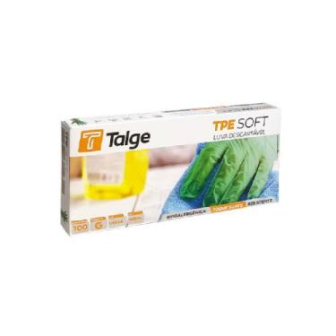 Imagem de Luva Descartável Talge TPE SOFT Resistente Caixa c/ 100 Un, M, Verde
