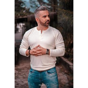 Imagem de Camiseta Henley J Silver Slim Fit Manga Longa 4 Botões - Disponível em