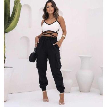 Imagem de Conjunto Calça Jogger Cargo E Top De Tiras Na Cintura - Luh May, M