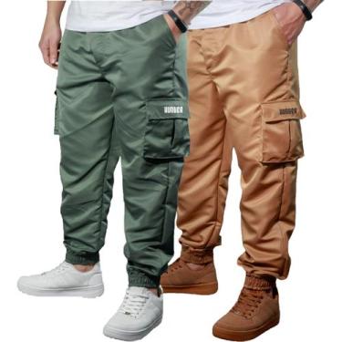 Imagem de Kit 2 Calça Jogger Bolsos Cargo Corta Vento Masculina Skate - Hunter C