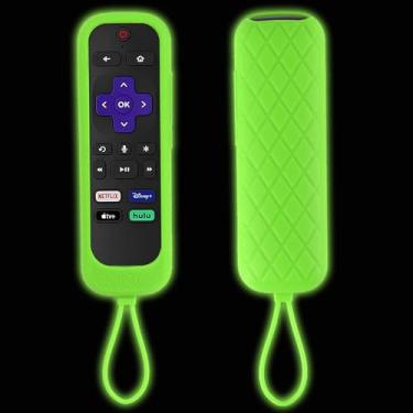 Imagem de Capa para controle remoto Roku, capa TOKERSE compatível com Hisense/TCL Roku TV Steaming Stick/controlador expresso, antiderrapante, à prova de choque, capa protetora de silicone que brilha no escuro