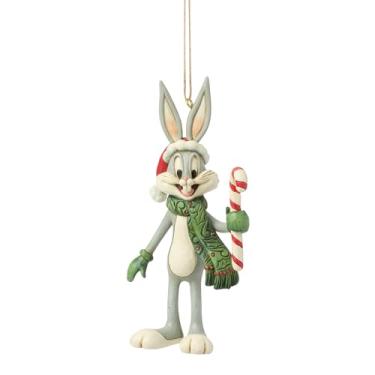 Imagem de Enesco Looney Tunes de Jim Shore Bugs Bunny Segurando uma bengala doce, enfeite para pendurar, 13 cm, multicolorido
