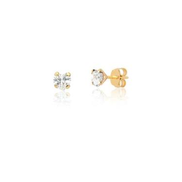 Imagem de Brinco Ouro 18k Pedra Coração 4mm Masculino / Feminino Ab18 - MAEHLER 