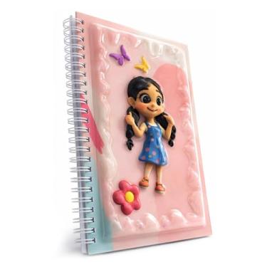 Imagem de omatek smart technologies Caderno espiral com capa brilhante 3D A5 – Caderno de capa dura fofo com 80 folhas – Caderno escolar para crianças, meninas e meninos – Little Girl Butterfly Dreams