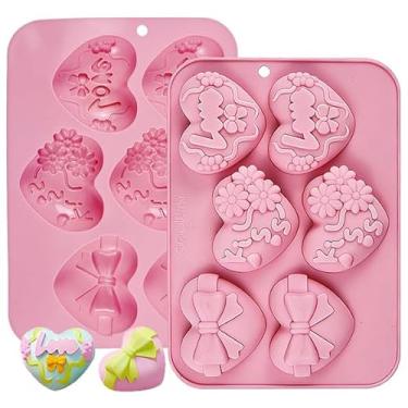 Imagem de Molde de silicone para coração, 2 pacotes de formas de brownie de muffin de dia dos namorados para assar, molde de gelatina para bombas de chocolate quente, vela de cubo de gelo