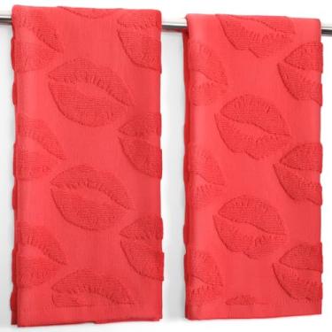 Imagem de Tegeme Pacote com 2 toalhas de mão para o dia dos namorados, lábios totalmente em relevo, toalhas de mão decorativas macias e absorventes para banheiro, hotel, academia, spa, férias, casa de fazenda