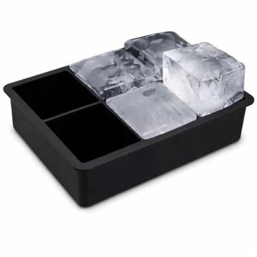 Imagem de Forma De Gelo Silicone Cubo Grande 6 Cubos 5CMX5CM Drink Whisky COR PRETO