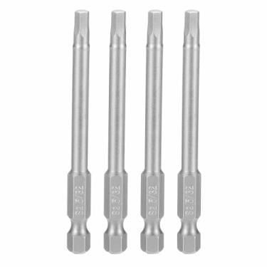 Imagem de HARFINGTON 4 peças chave sextavada broca 5/81.3 cm SAE 1/10.2 cm haste sextavada 3" (75 mm) comprimento S2 aço chaves de impacto magnéticas grau industrial, chave de fenda elétrica hexagonal, cinza