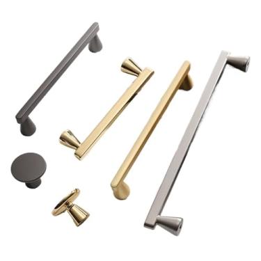 Imagem de Puxadores de armário de cozinha cinza dourado de liga de zinco puxadores de gaveta de cômoda puxadores de porta de armário de armário de cozinha 2 peças (maçaneta cinza pérola)