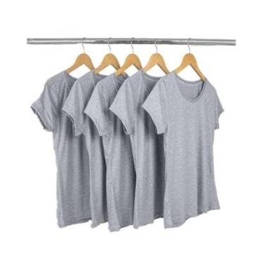 Imagem de Kit 5 Camisetas Malha Fria Feminina Baby Look Malha PV-Feminino