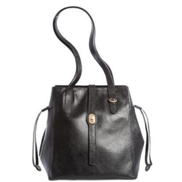 Imagem de Bolsa Feminina Couro Legítimo Preta com Regulagem lateral e Carteira-Feminino