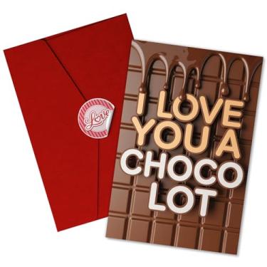 Imagem de Podagree Cartão de felicitações do Dia dos Namorados, cartão de lote I Love You A Choco, cartão engraçado de chocolate trocadilho de amor, cartão de romance doce para namorado, namorada, parceiro