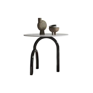 Imagem de Mesa de centro moderna de ardósia mesa de café minimalista redonda mesa de chá sala de estar casa mesa de centro forma criativa mesa de café mesa de quarto (A)