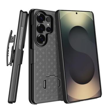 Imagem de CusPra Capa ultra coldre para Galaxy S26 com clipe de cinto e suporte, capa resistente 2 em 1, proteção total de grau militar (preto)