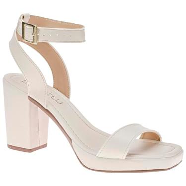 Imagem de Sandália Feminina Meia Pata Salto Bloco Grosso Alto Gáspea (Off White, BR, Adulto, Numérico, 35)