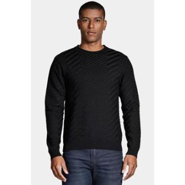 Imagem de Tricot Aramis Manga Longa Viscose Jacquard Faixas Preto-Masculino