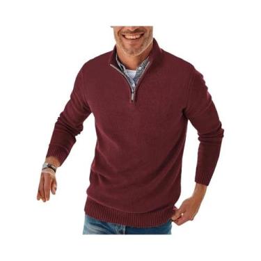 Imagem de Suéter Masculino De Manga Longa Com Zíper E Gola Alta, Pulôver Casual 