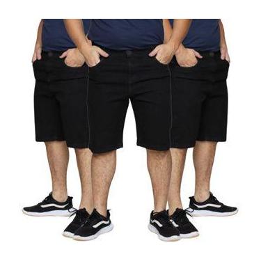 Imagem de Kit 3 Bermudas Jeans Masculina Tradicional Slim Elastano Algodão Premi